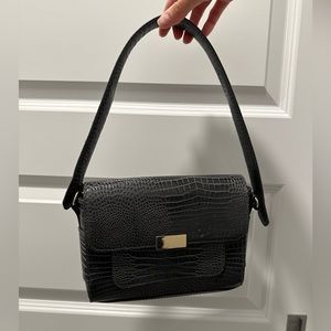Grey Alligator print shoulder purse